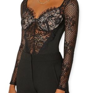 Karen Millen long sleeve lace detail bodysuit